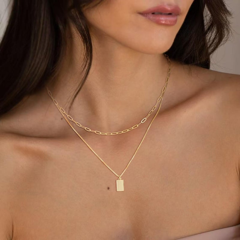 MFRYK Gold/Silver Necklaces Stack For Women,14K Gold/Sterling Silver Plated Simple Layered Choker Necklaces For Women,Stackable Multilayer Pearl Cross Disc Circle Pendant Cuban Herringbone Snake Paperclip Chain Necklaces Set Jewelry Gift for Women - Image 3